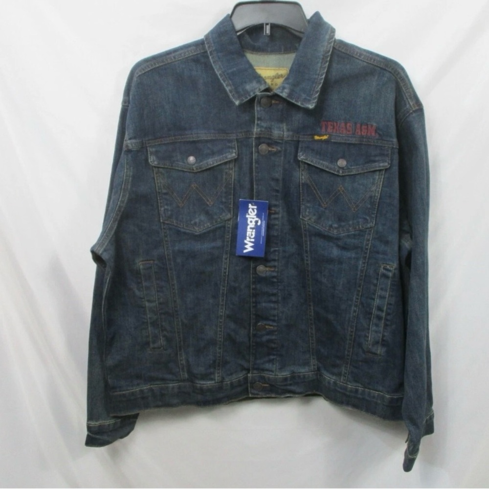 Wrangler Texas A&M Denim Jacket Womens XL Aggies Blue Button Up Jean Cotton New - Picture 2 of 9